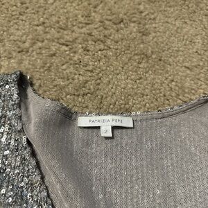 Patrizia Pepe Silver Sequin Top
